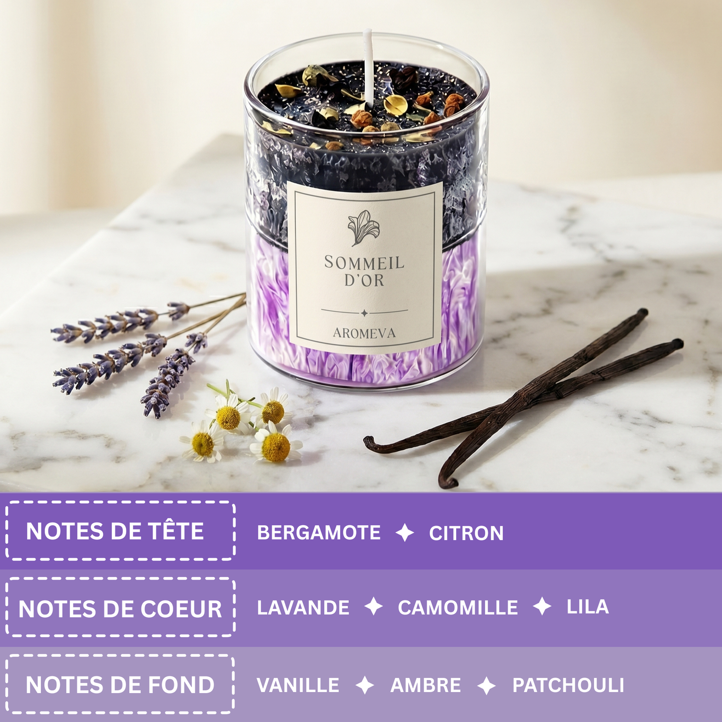 Bougie d'aromathérapie Sommeil d'Or — Aromeva