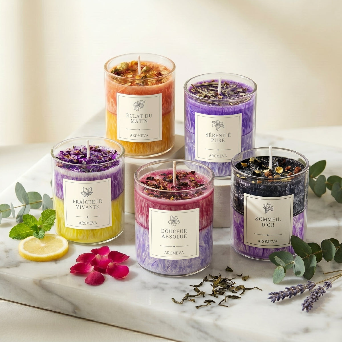 Coffret Rituels Aromeva — 5 bougies aromathérapiques